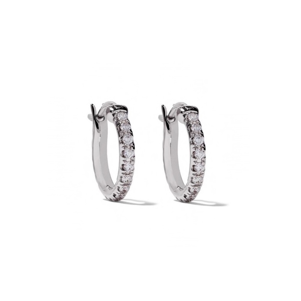 De Beers Jewellers 18kt White Gold Micropavé
Small Hoop Diamond Earrings